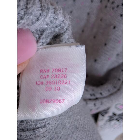 VTG Y2K Victorias Secret PINK Gray Knit Fair Isle‎ Cozy Logo Cardigan Hoodie SML - Picture 10 of 10